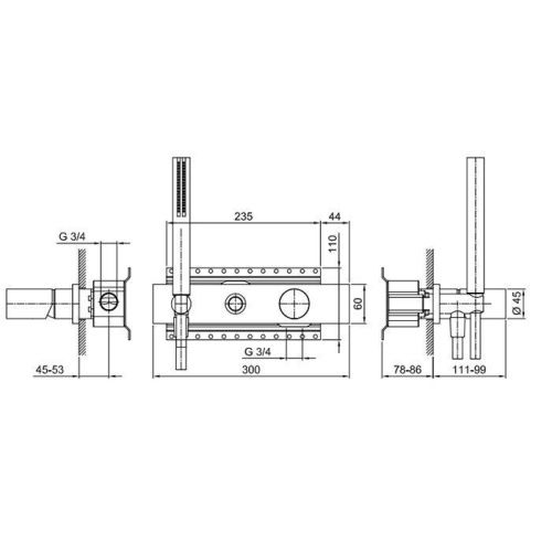 Внутренняя часть смесителя для душа, переключатель на 2 источника Fantini Simibox 19 02 3084A - фото 2