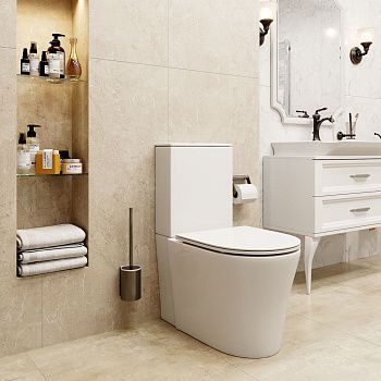 Унитаз напольный с бачком Cerutti SPA CT8916 белый с сиденьем микролифт безободковый каскадный смыв