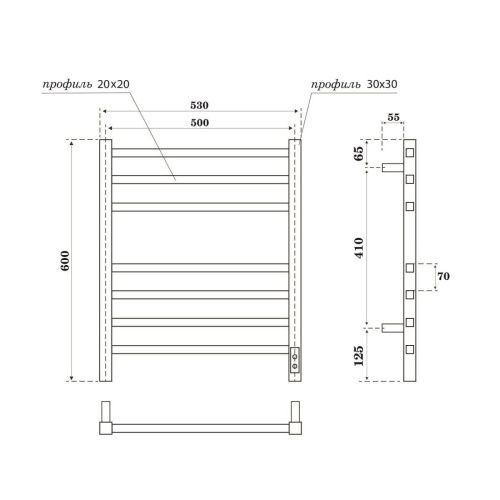 Полотенцесушитель электрический Point Вега PN71856GB 55х60 серый - фото 2