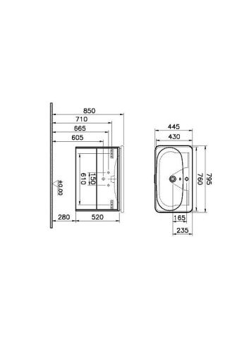 Тумба с раковиной Vitra Nest Trendy 56147 80х50 подвесная цвет коричневый - фото 3