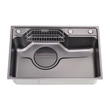 Кухонная мойка Fmark FSC7846Q 80х45 цвет серый поверхность матовая