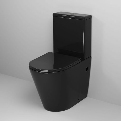 Унитаз напольный с бачком Grossman Color GR-4480BS черный с сиденьем микролифт безободковый каскадный смыв - фото 2