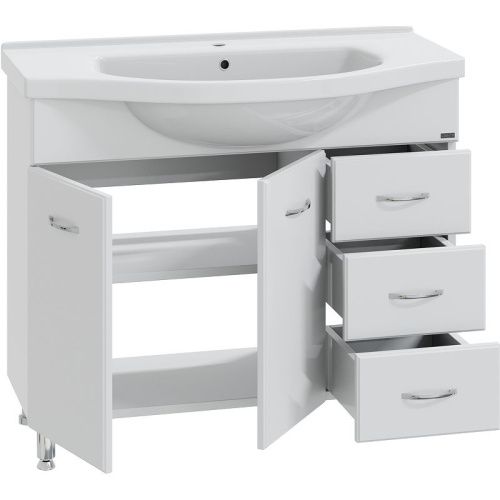 Тумба под раковину СанТа Эльбрус 201107 100х50 напольная цвет белый - фото 2