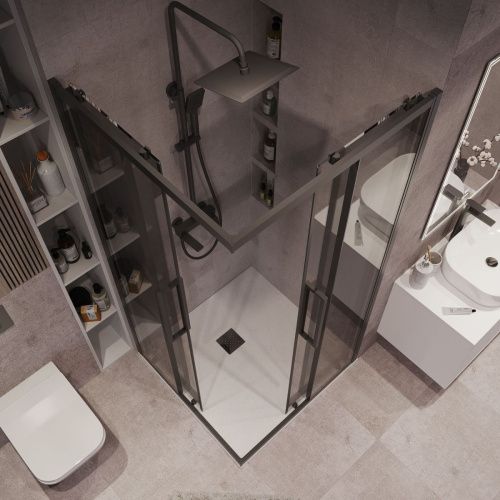 Душевой уголок Grossman Cosmo 300.K33.02.9090.21.10 90х90 стекло тонированное профиль черный без поддона - фото 4