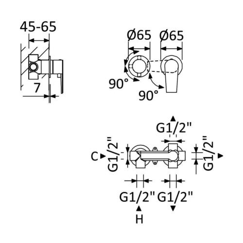 Смеситель Cezares NAUTIC NAUTIC-VDIM3-M-01 встраиваемый в стену хром - фото 2