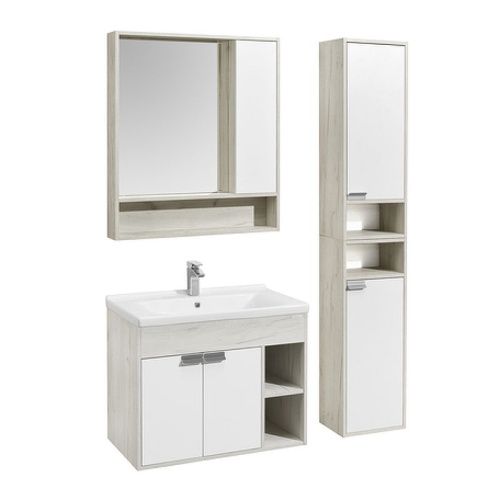 Зеркало-шкаф Aquaton Флай 1A237702FAX10 80х90 подвесной цвет бежевый - фото 3