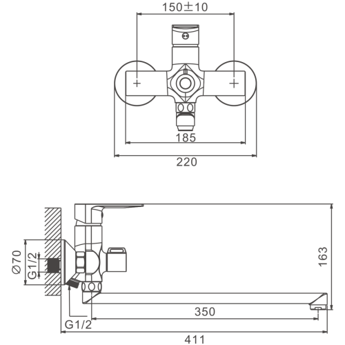 Смеситель для ванны и душа BELZ B22678 настенный хром - фото 2