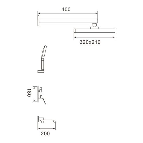 Душевая система Shevanik S4035T встраиваемая в стену цвет оружейная сталь - фото 3