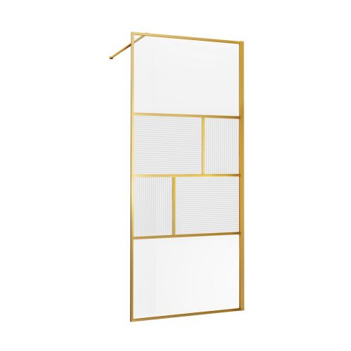 Душевая перегородка Vincea Walk in HC Art VSW-1HC120CFBG 120х200 стекло прозрачное/рифленое профиль золото - фото 3