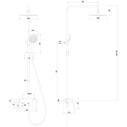 Душевая стойка LeMark Bronx LM3762GM настенная цвет черный с термостатом - фото 2