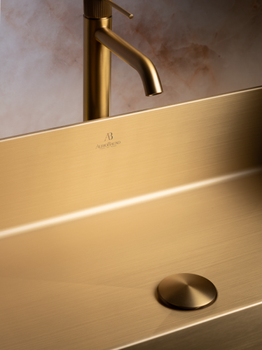Раковина из нержавеющей стали AltroBagno Solido AltroBagnoSolido001021OrSp 60х40 накладная цвет золото - фото 4
