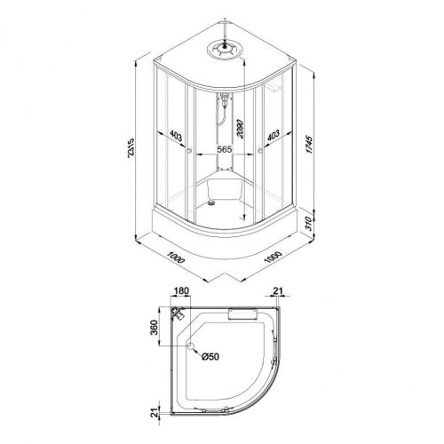 Душевая кабина Тритон Ультра Щ0000061825 100х100 четверть круга с крышей ориентация универсальная - фото 2