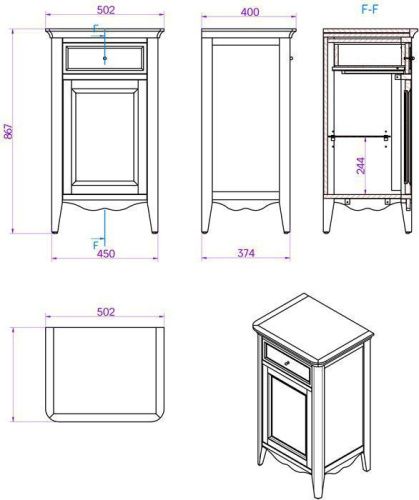 Тумба под раковину TW collection Veronica NUOVO VER2150D-N 50х40 цвет коричневый - фото 2