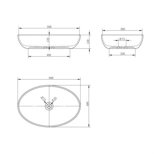 Раковина карбоновая Abber KARBON AK2041 60х40 накладная цвет черный без отверстий под смеситель - фото 5