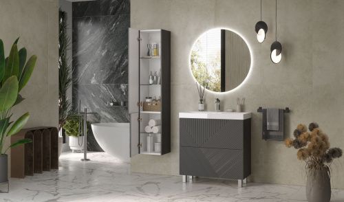 Шкаф-пенал Velvex EDGE pp.EDG.35 графит 40х20 подвесной цвет серый - фото 3