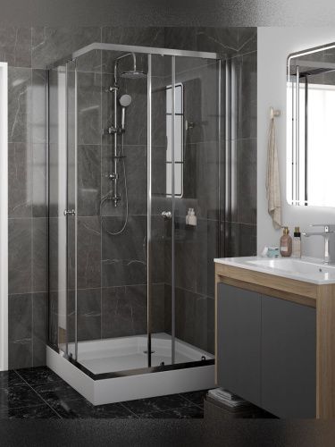 Душевой уголок Teymi Helmi T00603 90х90 стекло прозрачное профиль хром с поддоном - фото 5