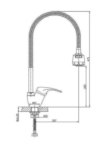Смеситель для кухни Haiba HB13 HB4313 на мойку хром - фото 3