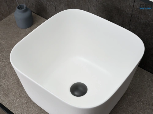 Раковина керамическая Gid Creativo 51234 40х40 накладная цвет белый без отверстий под смеситель - фото 4