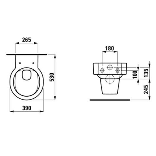 Чаша унитаза подвесная Laufen VAL 8.2028.1.400.000.1 цвет белый без сиденья безободковая душевой смыв - фото 2