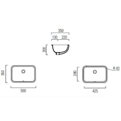 Раковина из сантехнического фаянса GSI Pura 724711_УЦ/3 50х40 встраиваемая цвет белый - фото 4