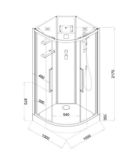Душевая кабина Acquazzone Alexandra 100 100х100 четверть круга с крышей ориентация универсальная - фото 3