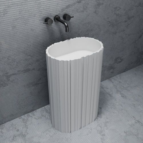 Раковина из искусственного камня Abber STEIN AS2551-H 60х40 напольная цвет белый без отверстий под смеситель - фото 3