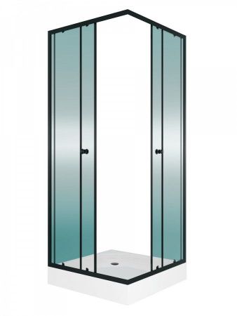 Душевой уголок Teymi Helmi T00602 80х80 стекло прозрачное профиль черный с поддоном