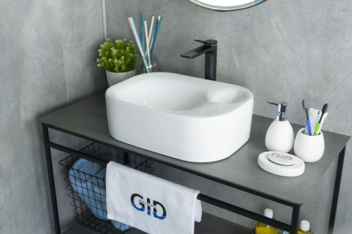 Раковина керамическая Gid Creativo 51173 50х30 накладная цвет белый без отверстий под смеситель - фото 3