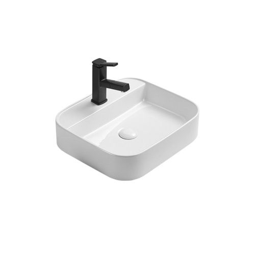 Раковина из сантехнического фарфора Vincea VBS-50550 50х40 накладная цвет белый 1 отверстие под смеситель - фото 2