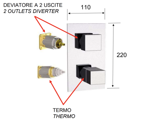 Смеситель для душа Remer Q-Elegance QT92KBDO встраиваемый в стену золото с термостатом