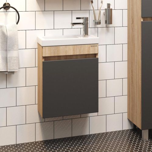 Тумба под раковину Onika Милтон 104511 40х20 подвесная цвет серый/бежевый - фото 2