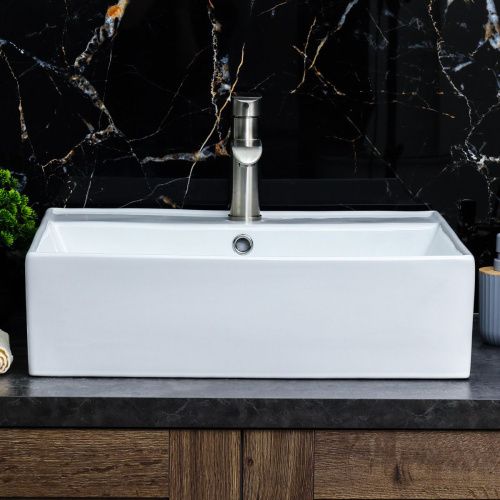 Раковина из сантехнического фарфора Melana 7295-805 60х50 накладная цвет белый 1 отверстие под смеситель - фото 4