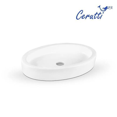 Раковина из сантехнического фарфора Cerutti SPA CR7045 60х40 накладная цвет белый без отверстий под смеситель - фото 4