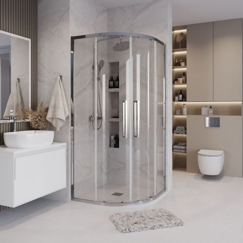 Душевой уголок Grossman Cosmo 301.K33.02.1010.10.00 100х100 стекло прозрачное профиль хром без поддона - фото 4