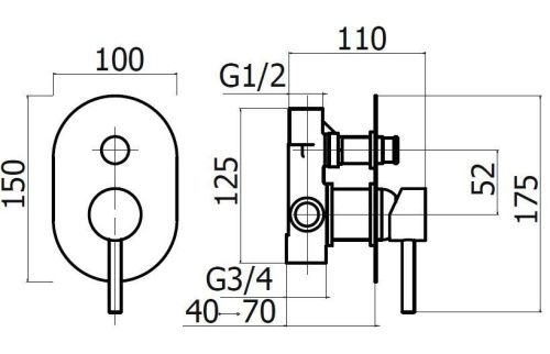 Смеситель для душа Plumberia Selection Ixo KIT1001NO встраиваемый в стену черный - фото 2