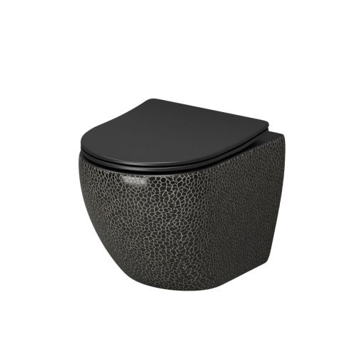 Унитаз подвесной Grossman Санфаянс GR-4455BBLS черный с сиденьем микролифт безободковый каскадный смыв