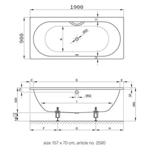 Ванна стальная Bette Starlet 1830-000 AS 190х90 встраиваемая прямоугольная без ножек - фото 2