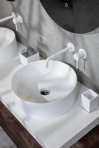 Раковина из искусственного камня Boheme Corian 819-MW 40х40 накладная цвет белый без отверстий под смеситель - фото 2