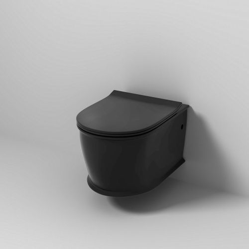 Унитаз подвесной Grossman Retro GR-4482BMS черный с сиденьем микролифт безободковый каскадный смыв - фото 2