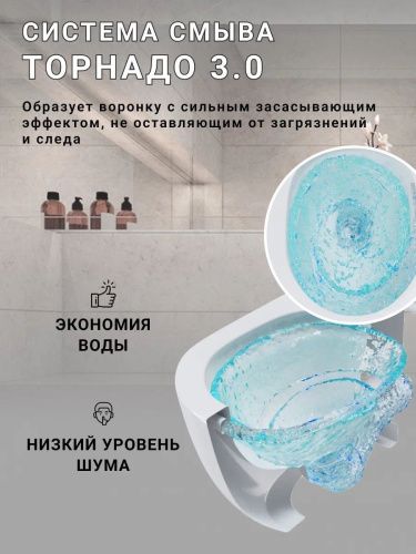 Унитаз подвесной Sintesi SIN-TS-SLR-182 белый безободковый с сиденьем микролифт душевой смыв - фото 3