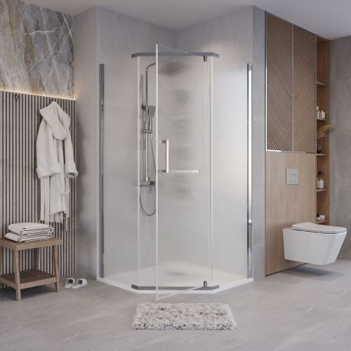 Душевой уголок Grossman Pragma 302.K33.03.1010.10.02 100х100 стекло текстурное профиль хром без поддона - фото 5