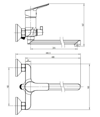 Смеситель для ванны Rush Samui SA0930-51 настенный хром