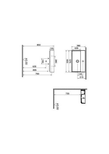 Раковина из сантехнического фарфора Vitra ArchiPlan 7401B003-0001 60х40 подвесная цвет белый 1 отверстие под смеситель - фото 3