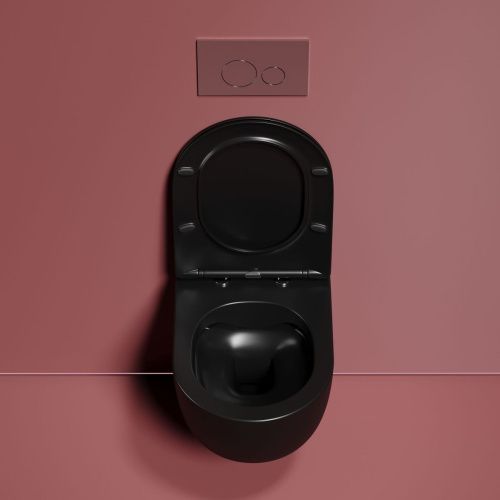 Унитаз подвесной Ceramica Nova MODENA CN6063MB черный с сиденьем микролифт безободковый душевой смыв - фото 4