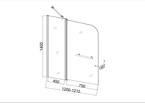 Душевая шторка на ванну Taliente TA-1214MP(L) 120х140 стекло рифленое профиль хром ориентация левая - фото 3