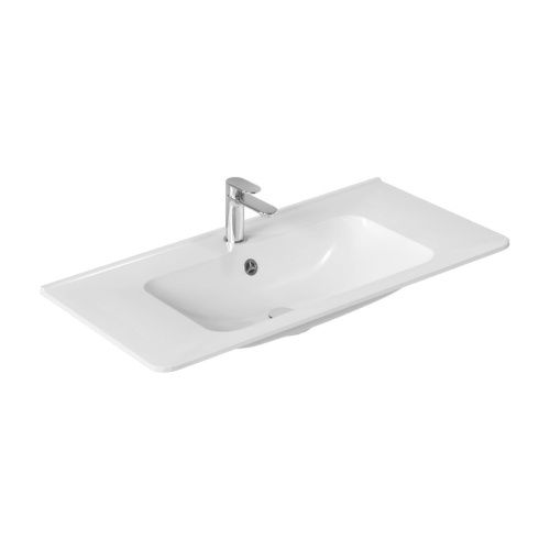 Раковина из искусственного камня Vincea VCB-2VP100W 100х50 встраиваемая цвет белый 1 отверстие под смеситель