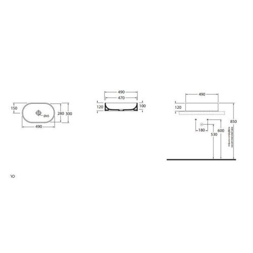 Раковина из сантехнического фаянса Azzurra Lavabi arredo LALA04930000BI/(OV49bi)*0 50х30 накладная цвет белый - фото 2