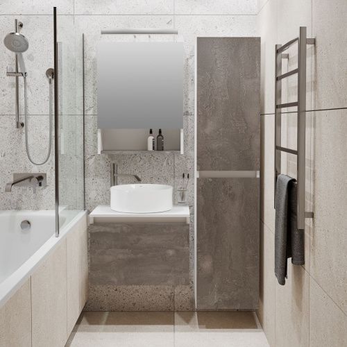 Тумба под раковину Runo БАРИ 00-00001378 60х50 подвесная цвет белый/серый - фото 4