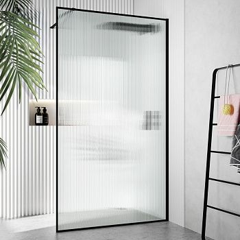 Душевая перегородка Cerutti SPA STRIP T120 120х190 стекло рифленое профиль черный