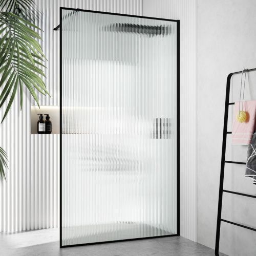 Душевая перегородка Cerutti SPA STRIP T120 120х190 стекло рифленое профиль черный